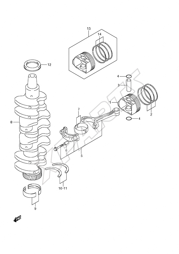  Crankshaft til Suzuki motor